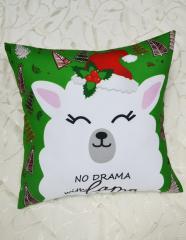 Подушка с фотопечатью No DRAMA with lama