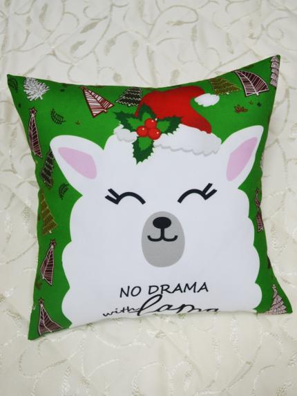 Подушка с фотопечатью No DRAMA with lama